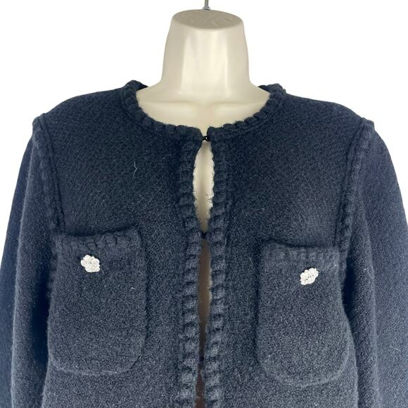 J. Crew Odette Sweater Lady Jacket with Jewel Buttons Black Size M - Picture 4 of 11